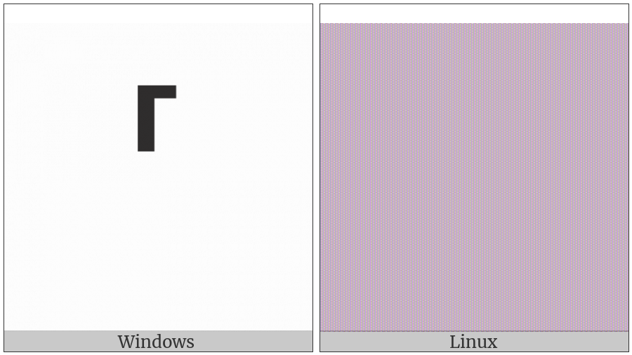 Top Left Half Bracket on various operating systems