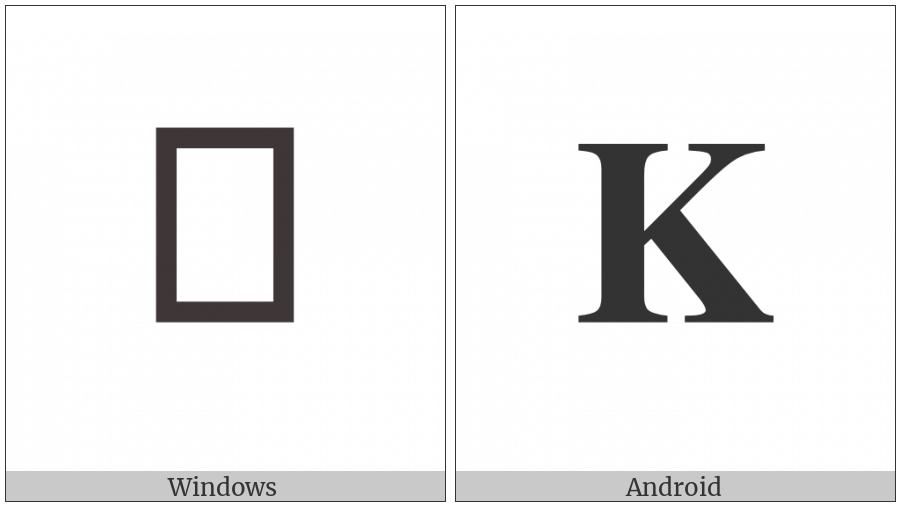 Mathematical Bold Capital K on various operating systems