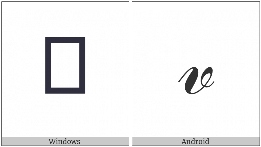 Mathematical Script Small V on various operating systems