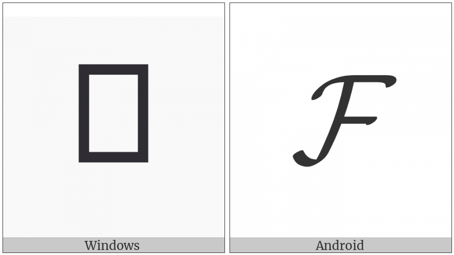 Mathematical Bold Script Capital F on various operating systems