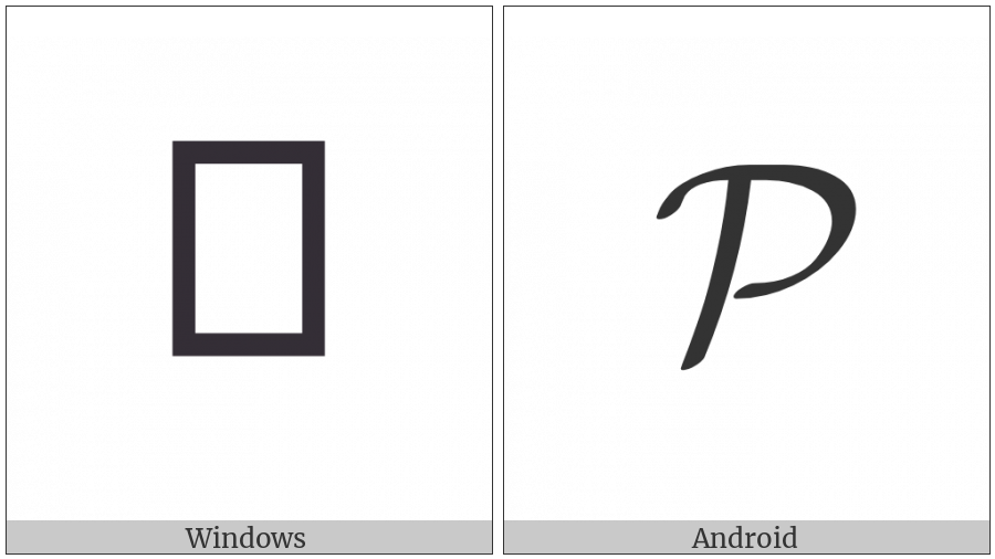 Mathematical Bold Script Capital P on various operating systems