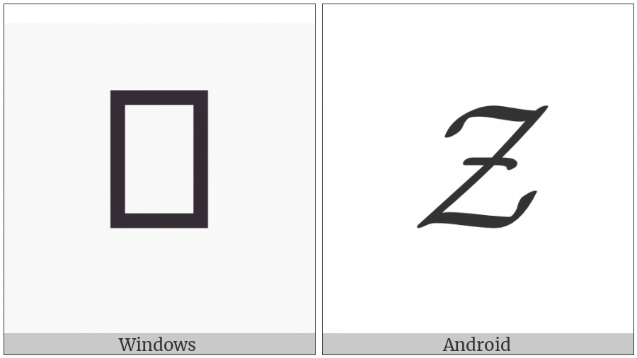 Mathematical Bold Script Capital Z on various operating systems