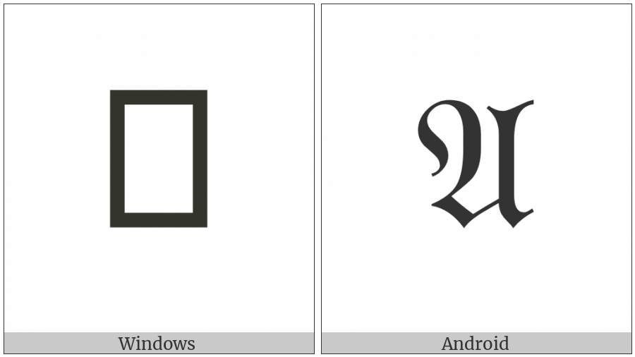 Mathematical Fraktur Capital A on various operating systems