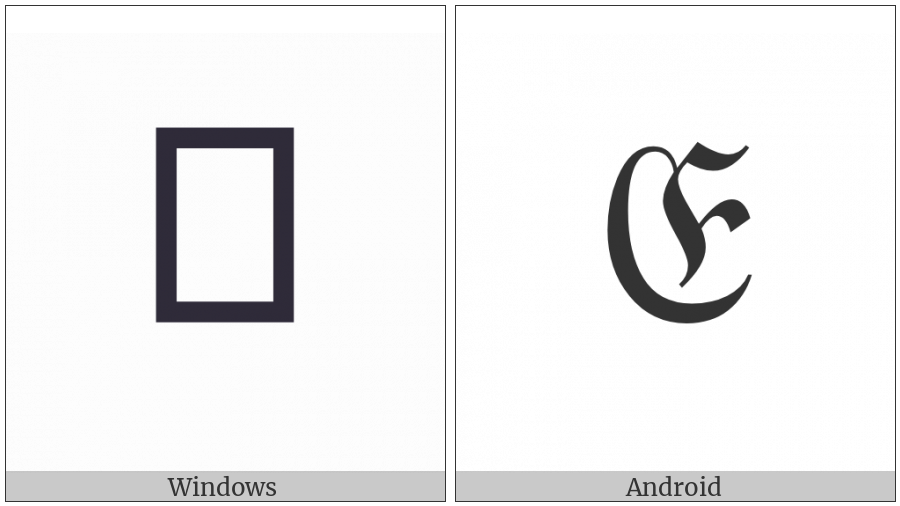 Mathematical Fraktur Capital E on various operating systems