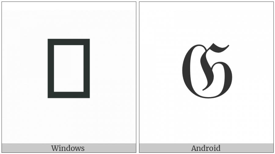 Mathematical Fraktur Capital G on various operating systems