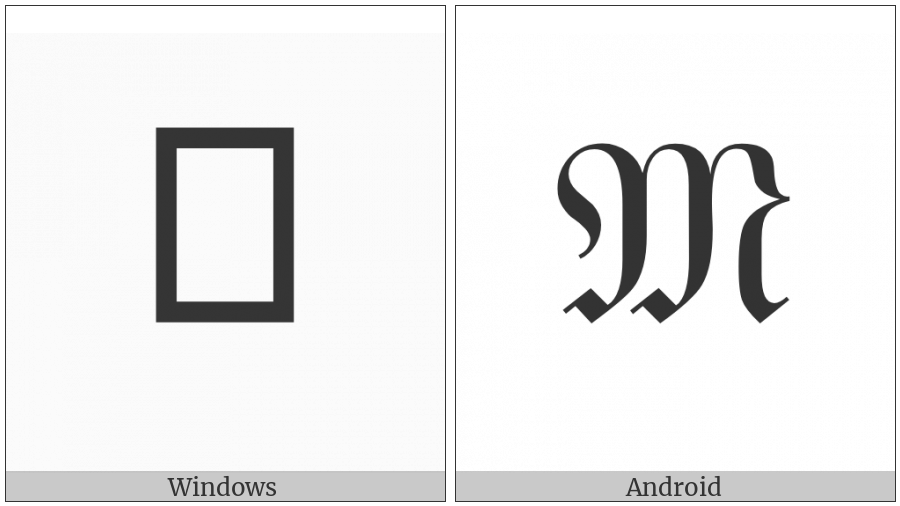 Mathematical Fraktur Capital M on various operating systems