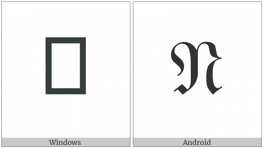 Mathematical Fraktur Capital N on various operating systems