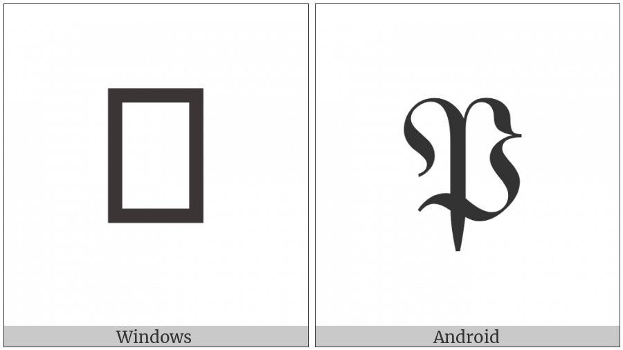 Mathematical Fraktur Capital P on various operating systems