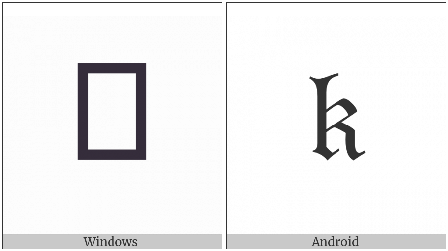 Mathematical Fraktur Small K on various operating systems
