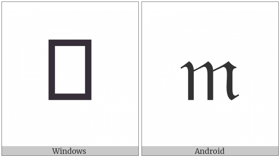 Mathematical Fraktur Small M on various operating systems