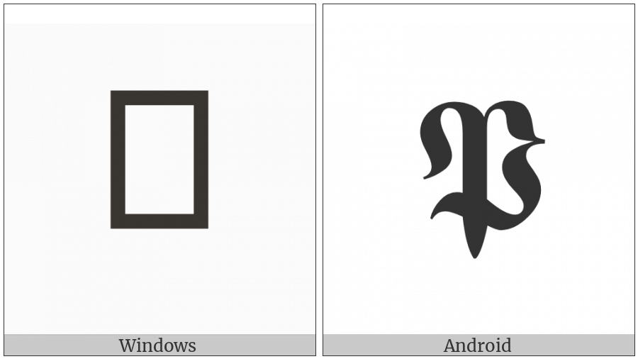 Mathematical Bold Fraktur Capital P on various operating systems