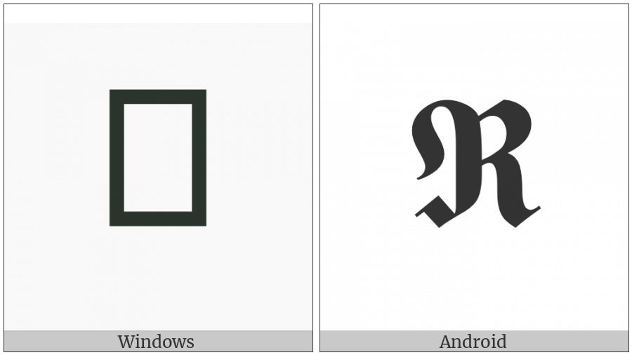 Mathematical Bold Fraktur Capital R on various operating systems