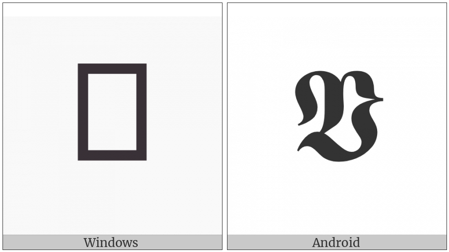 Mathematical Bold Fraktur Capital V on various operating systems