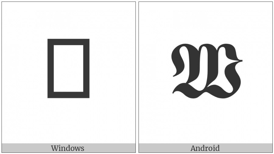 Mathematical Bold Fraktur Capital W on various operating systems