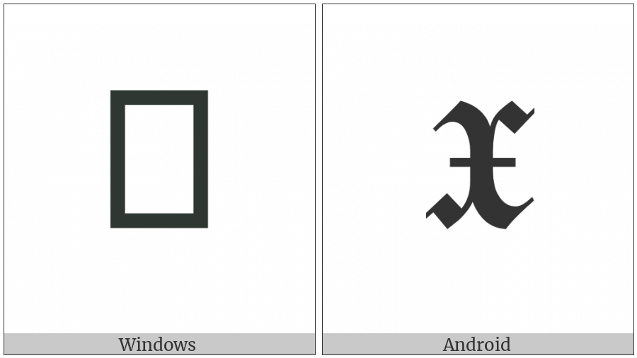 Mathematical Bold Fraktur Capital X on various operating systems