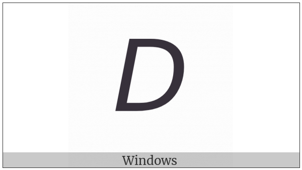 Mathematical Sans-Serif Italic Capital D on various operating systems