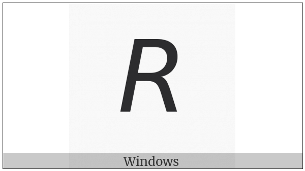 Mathematical Sans-Serif Italic Capital R on various operating systems