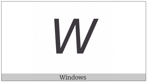 Mathematical Sans-Serif Italic Capital W on various operating systems