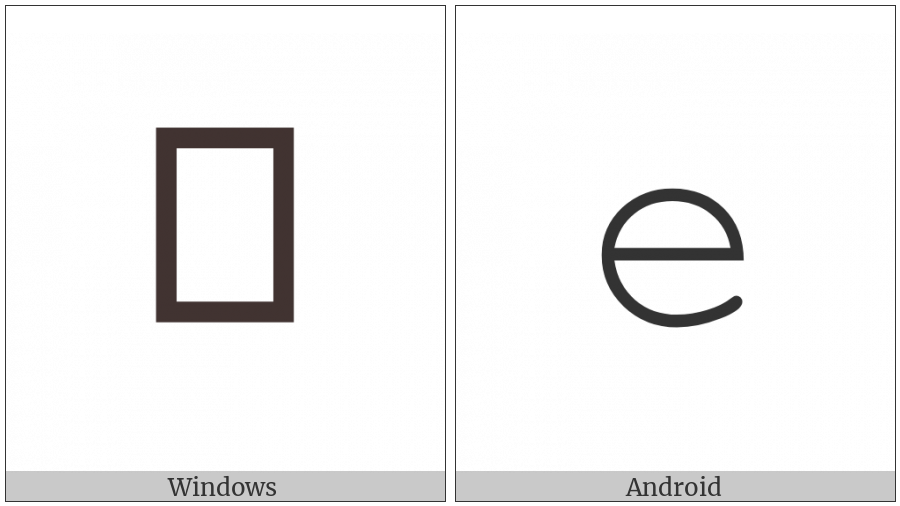Mathematical Monospace Small E on various operating systems
