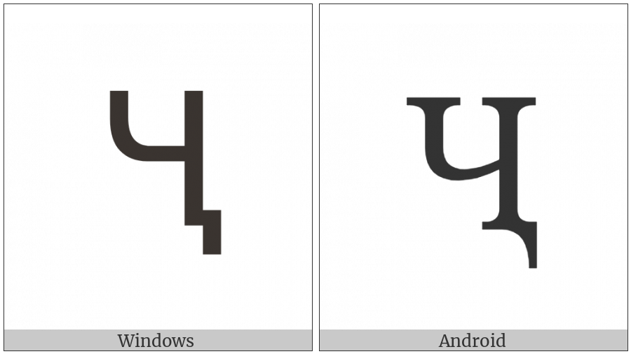 Cyrillic Capital Letter Che With Descender on various operating systems