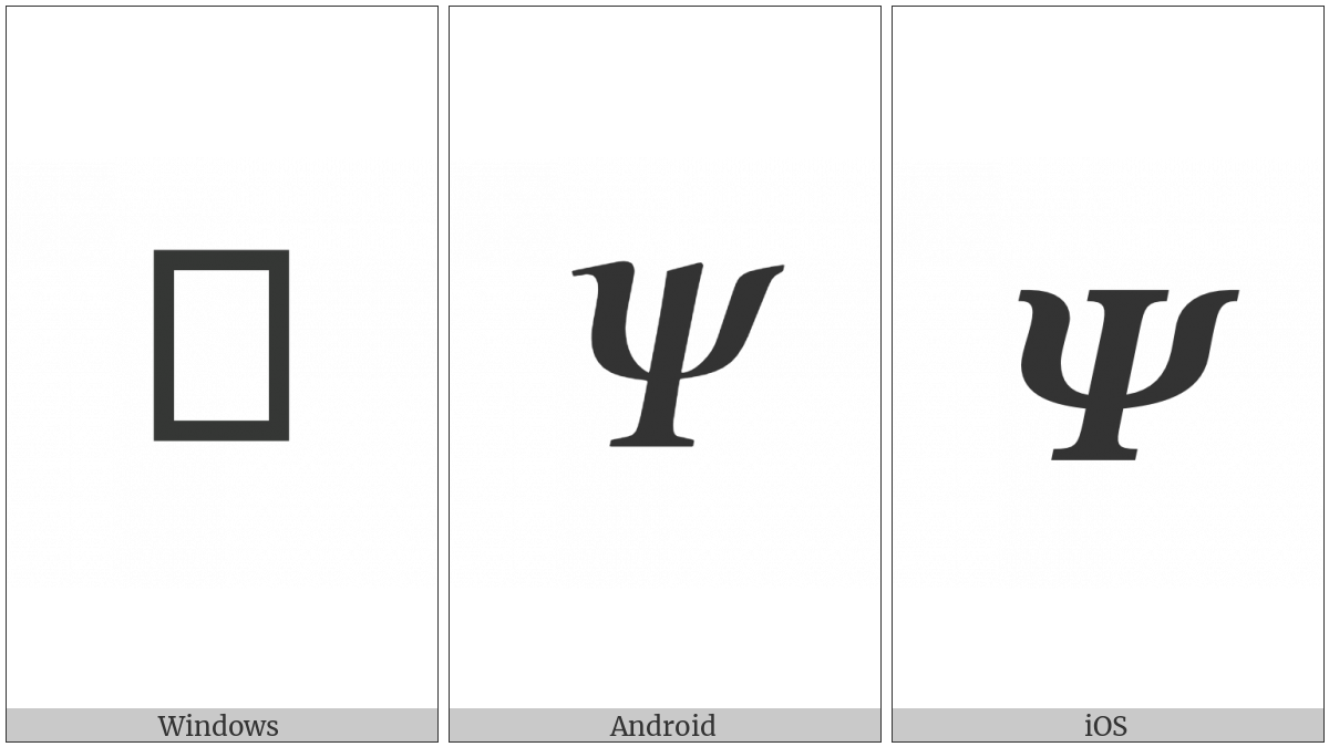 Mathematical Bold Italic Capital Psi on various operating systems
