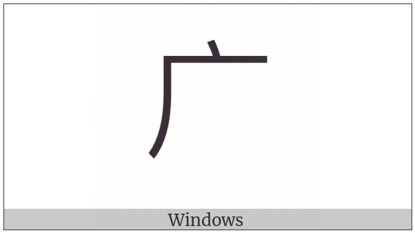 Kangxi Radical Dotted Cliff on various operating systems