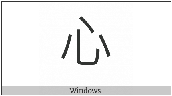 Kangxi Radical Heart on various operating systems