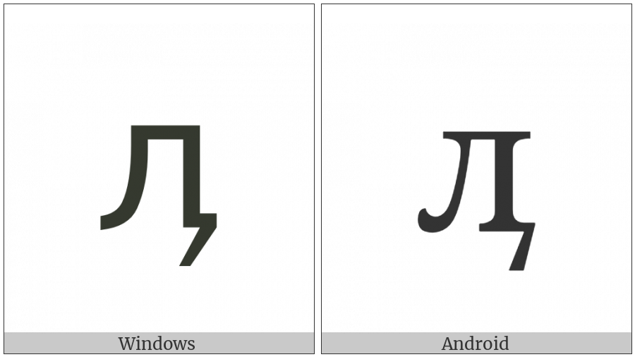 Cyrillic Small Letter El With Tail on various operating systems