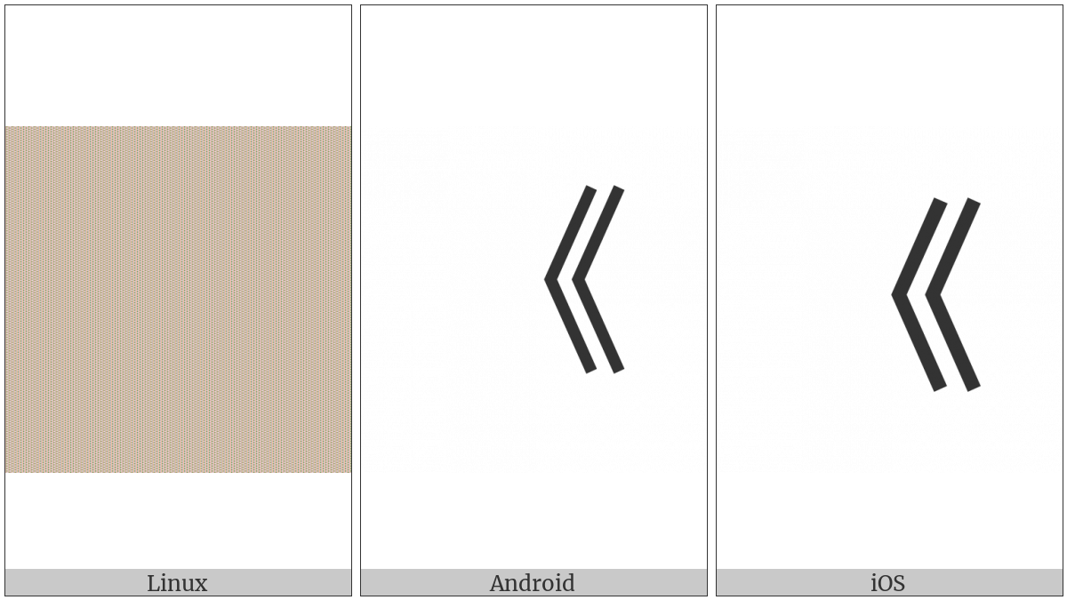 Left Double Angle Bracket on various operating systems