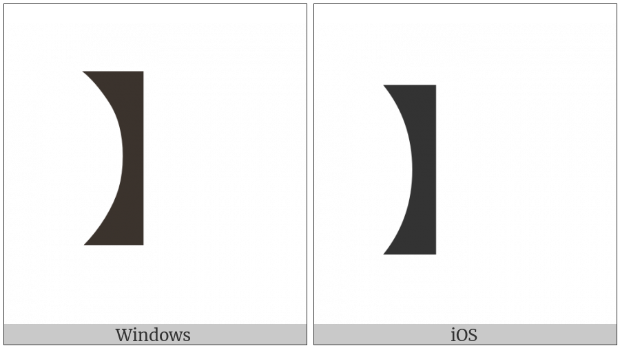 Right Black Lenticular Bracket on various operating systems