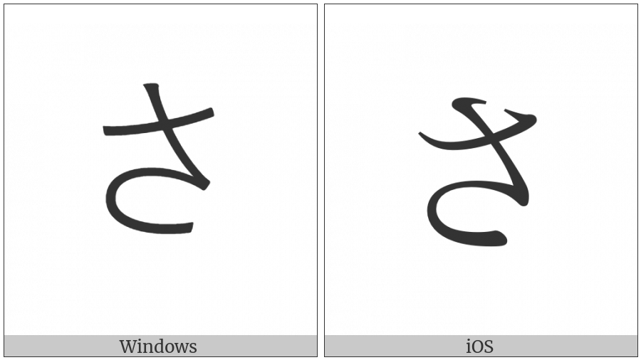 Hiragana Letter Sa on various operating systems