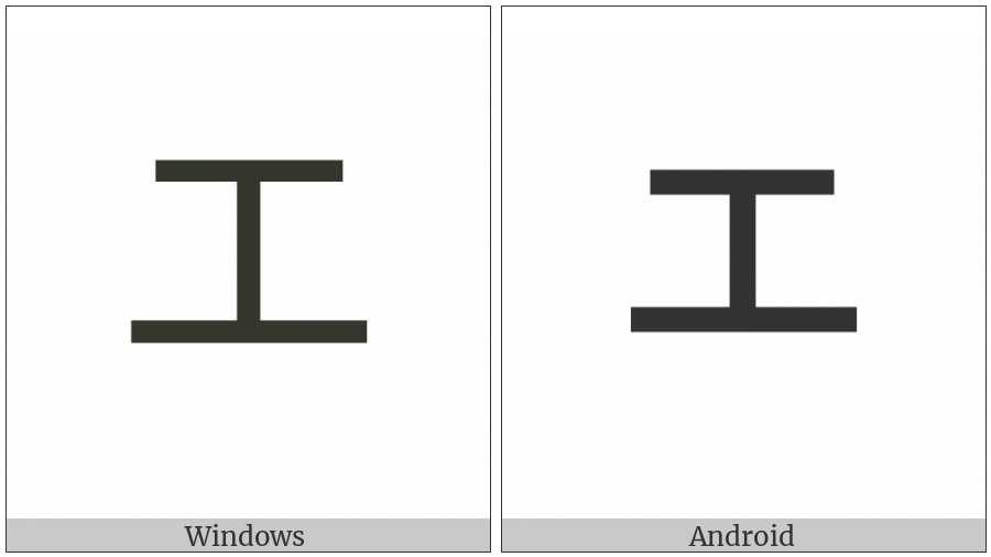 Katakana Letter E on various operating systems