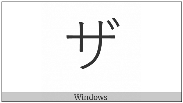 Katakana Letter Za on various operating systems
