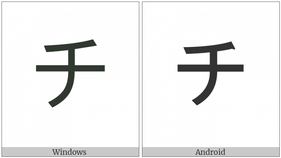 Katakana Letter Ti on various operating systems