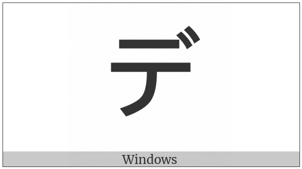 Katakana Letter De on various operating systems