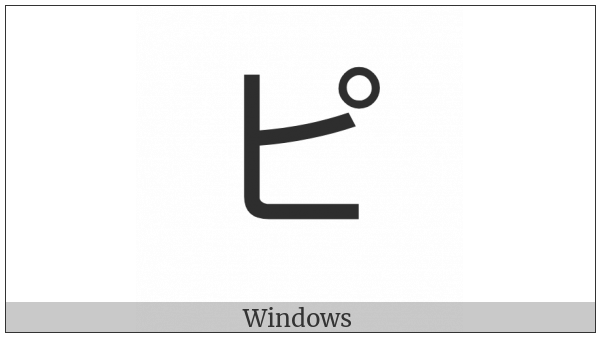 Katakana Letter Pi on various operating systems