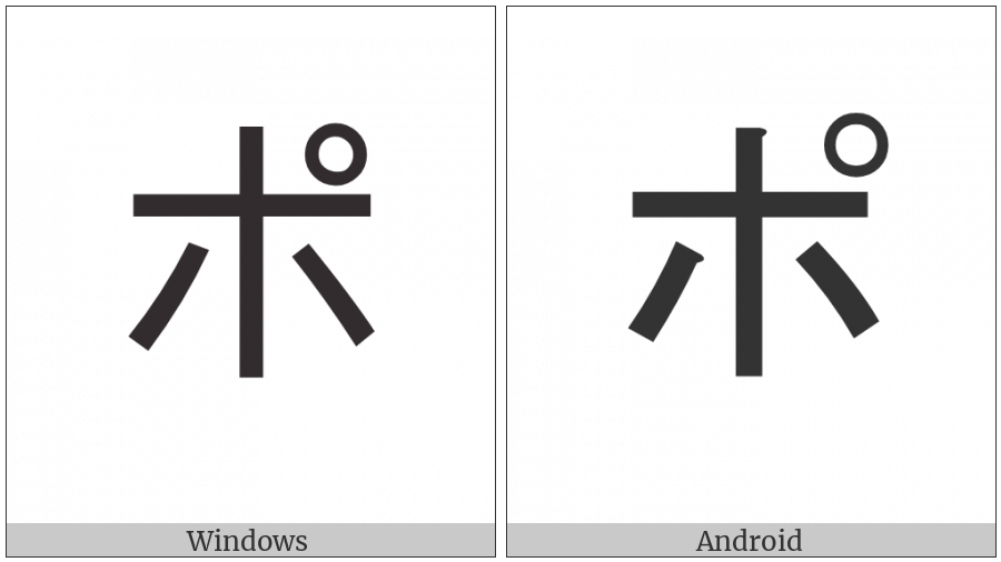 Katakana Letter Po on various operating systems