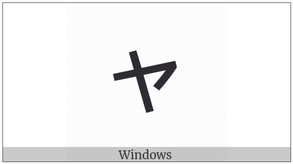 Katakana Letter Small Ya on various operating systems