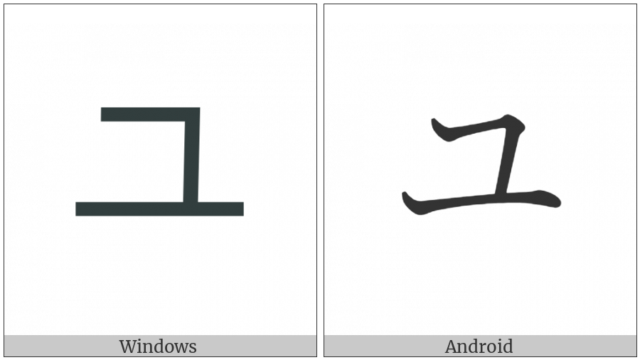 Katakana Letter Yu on various operating systems