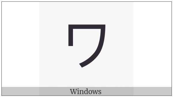 Katakana Letter Wa on various operating systems