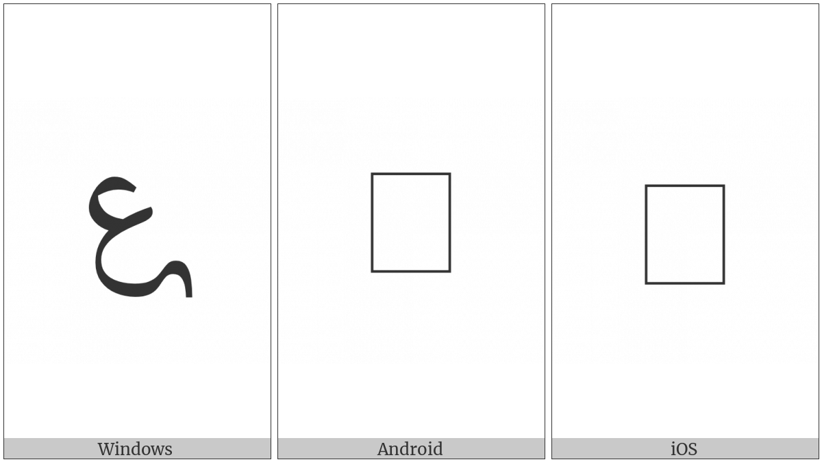 Arabic Mathematical Tailed Ain on various operating systems