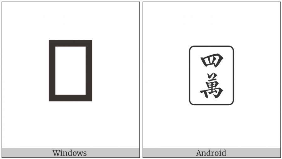 Mahjong Tile Four Of Characters on various operating systems