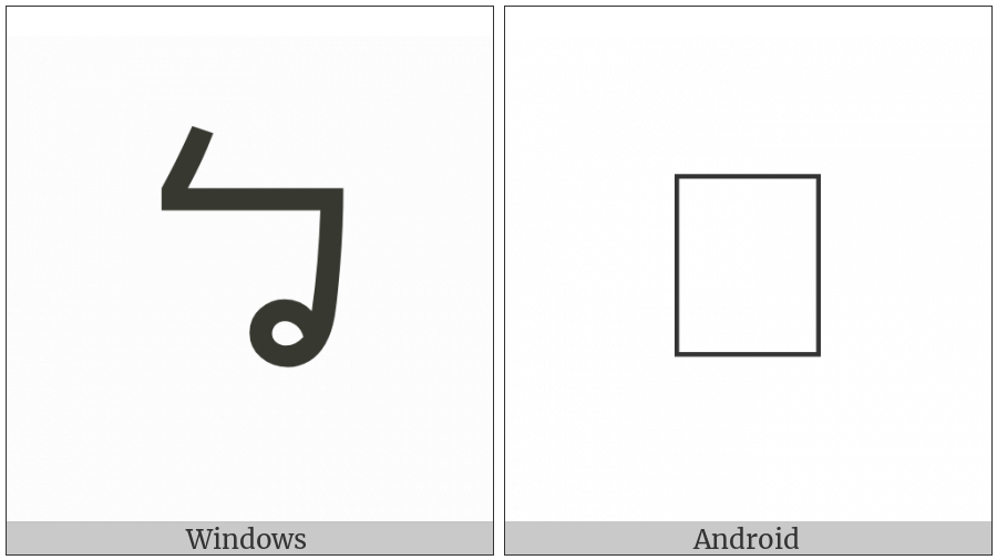 Bopomofo Letter Bu on various operating systems