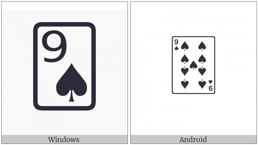 Playing Card Nine Of Spades on various operating systems