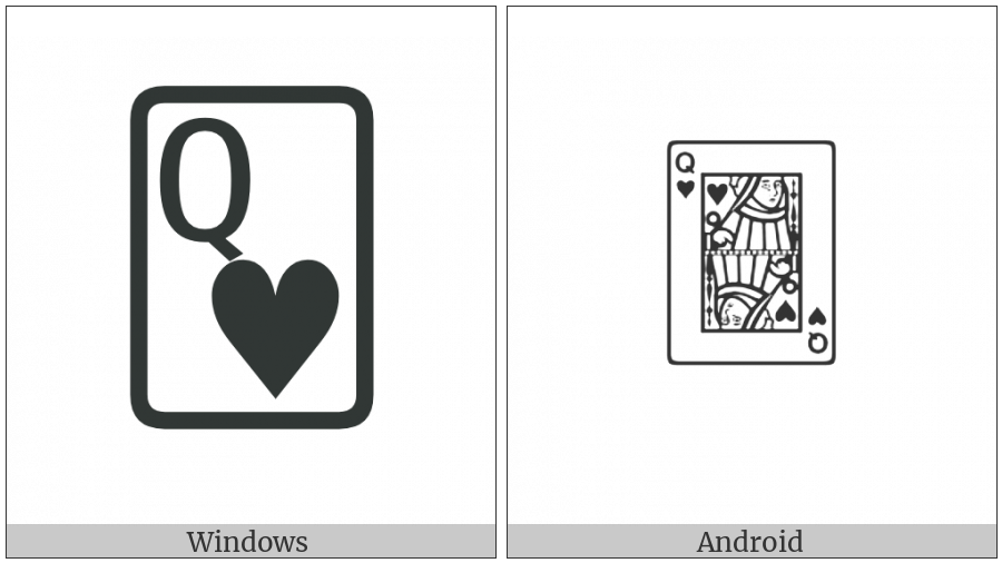 Playing Card Queen Of Hearts on various operating systems