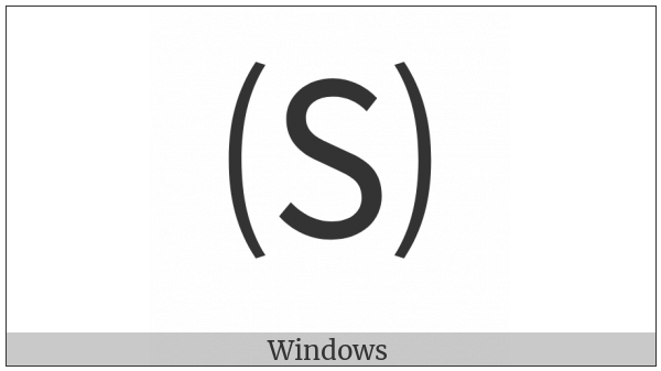 Parenthesized Latin Capital Letter S on various operating systems
