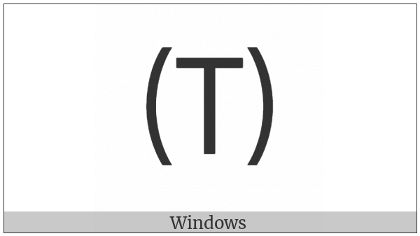 Parenthesized Latin Capital Letter T on various operating systems