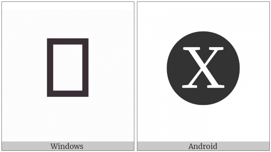 Negative Circled Latin Capital Letter X on various operating systems