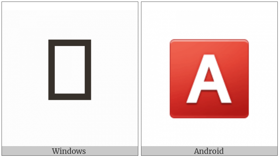 Negative Squared Latin Capital Letter A on various operating systems