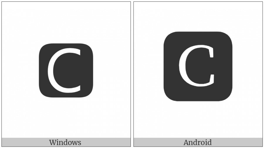 Negative Squared Latin Capital Letter C on various operating systems